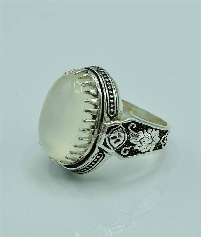 AAE 6827 CHANDI RING 925, STONE: DUR E NAJAF - AmeerAliEnterprises