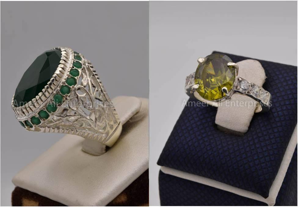 Silver Couple Rings: Pair 111,  Stone: Zircon - AmeerAliEnterprises