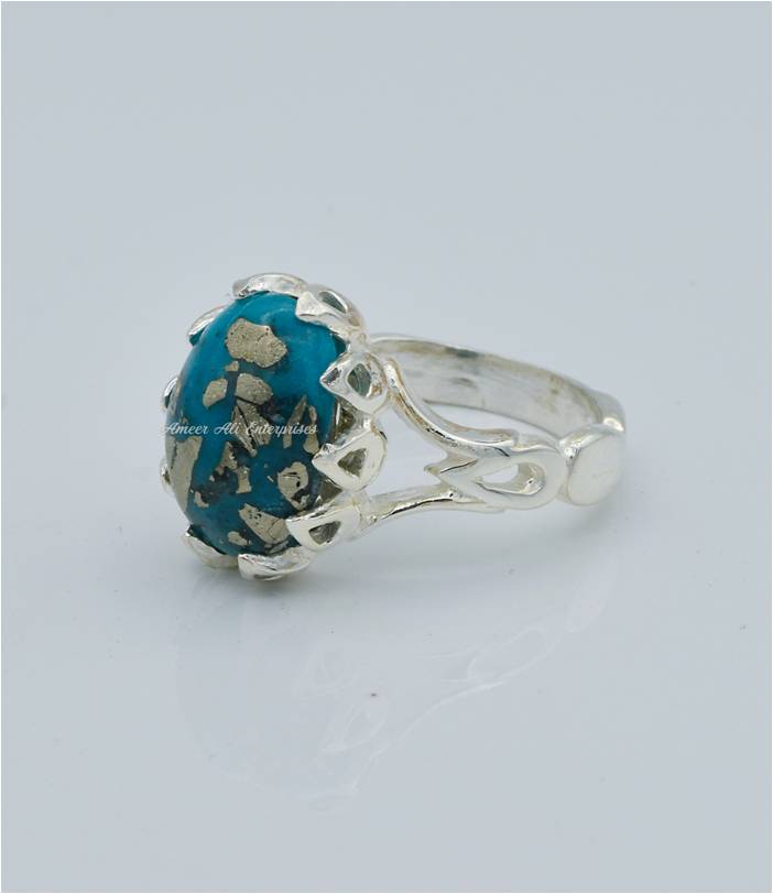 AAE 6581 Chandi Ring 925, Stone: Shajri Feroza