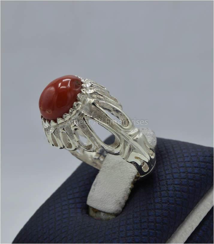 AAE 5829 Chandi Ring 925, Stone: Marjan - AmeerAliEnterprises