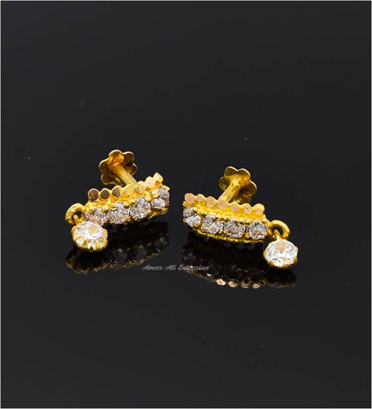 AAE 6269 Gold Ear Studs, Stone: Zircon