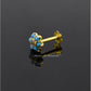 AAE 6892 Gold Nose pin, Stone: Feroza