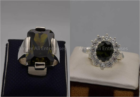 Silver Couple Rings: Pair 84,  Stone: Zircon - AmeerAliEnterprises