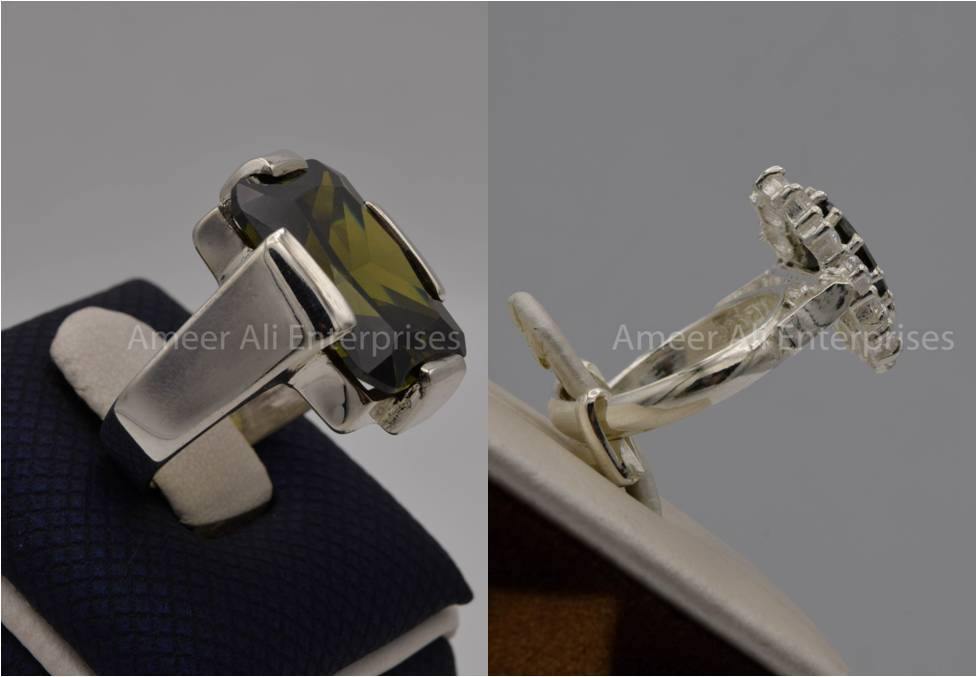 Silver Couple Rings: Pair 84,  Stone: Zircon - AmeerAliEnterprises