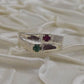 AAE 3505 Chandi Ring 925, Stone Emerald (Zamurd) and Ruby - AmeerAliEnterprises