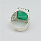AAE 6647 Chandi Ring 925, Stone: Green Aqeeq