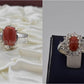 Silver Couple Rings: Pair 56,  Stone: Marjan (Coral) - AmeerAliEnterprises