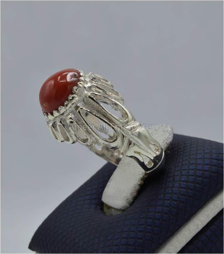 AAE 5829 Chandi Ring 925, Stone: Marjan - AmeerAliEnterprises