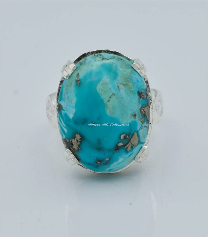 AAE 6582 Chandi Ring 925, Stone: Shajri Feroza