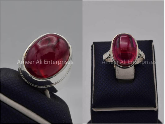 Silver Couple Rings: Pair 154,  Stone: Irani Poota Yaqoot - AmeerAliEnterprises