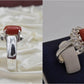 Silver Couple Rings: Pair 56,  Stone: Marjan (Coral) - AmeerAliEnterprises