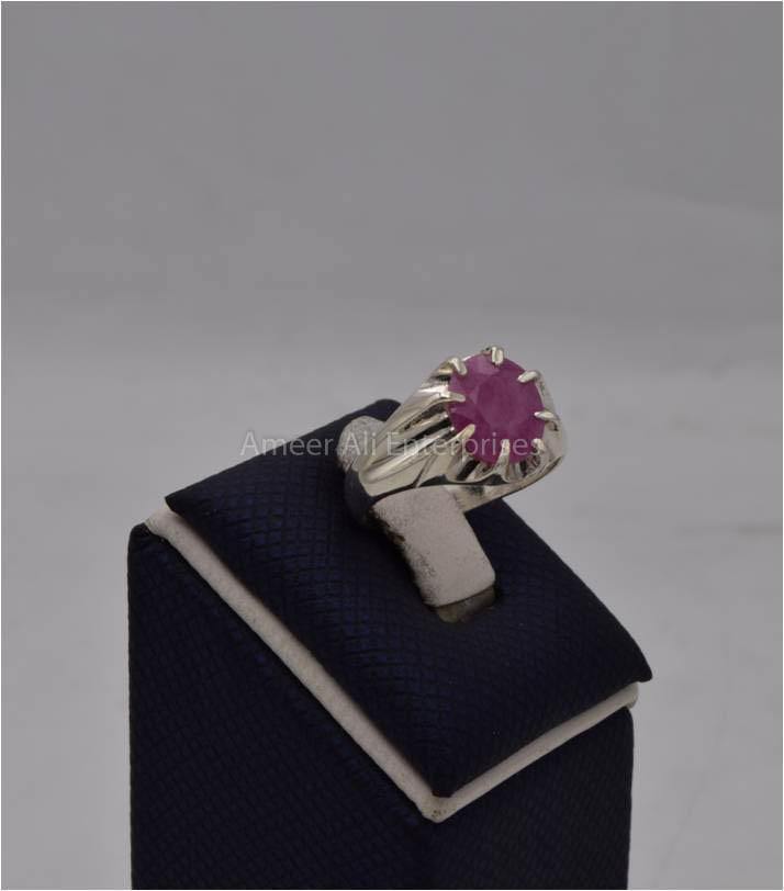 AAE 5743 Chandi Ring 925, Stone: Ruby - AmeerAliEnterprises