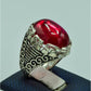AAE 6767 CHANDI RING 925, STONE: IRANI POOTA YAQOOT (ANARI YAQOOT) - AmeerAliEnterprises