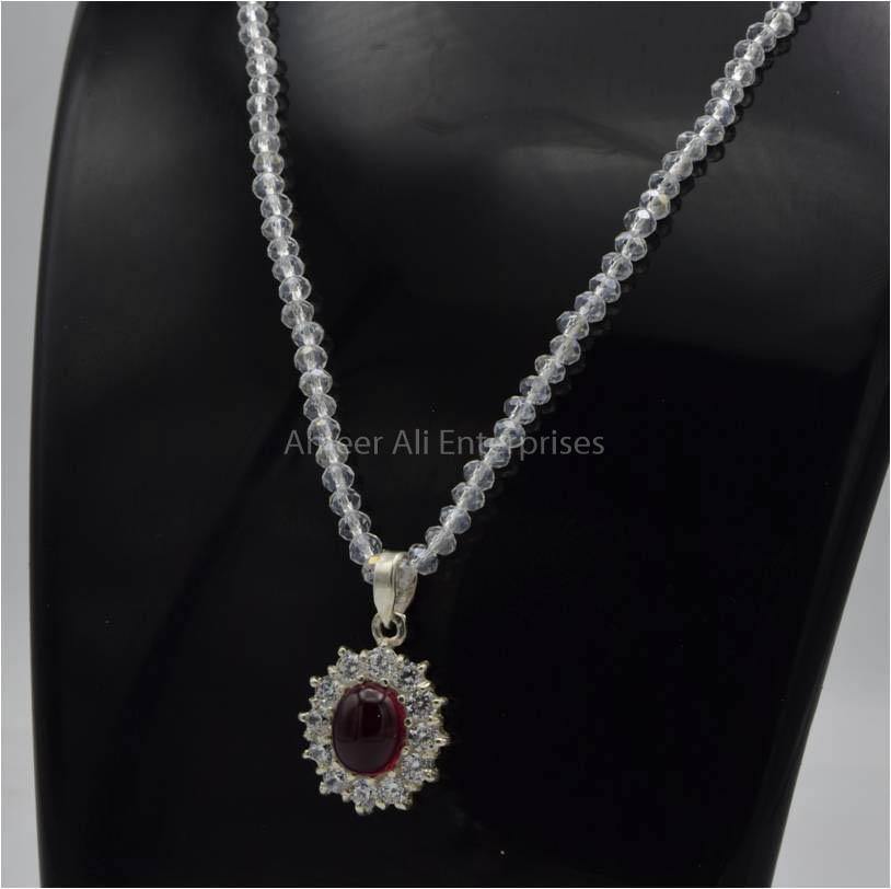 AAE 5779 Chandi Pendant 925, Stone: Irani Pota Yaqoot - AmeerAliEnterprises