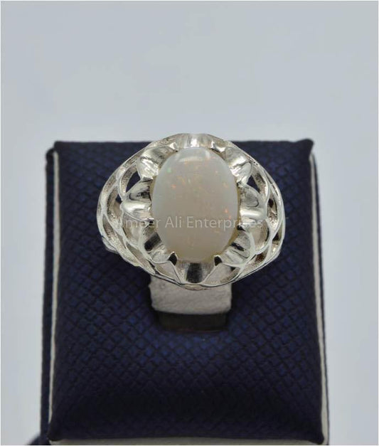 AAE 5928 Chandi Ring 925, Stone: Opal - AmeerAliEnterprises