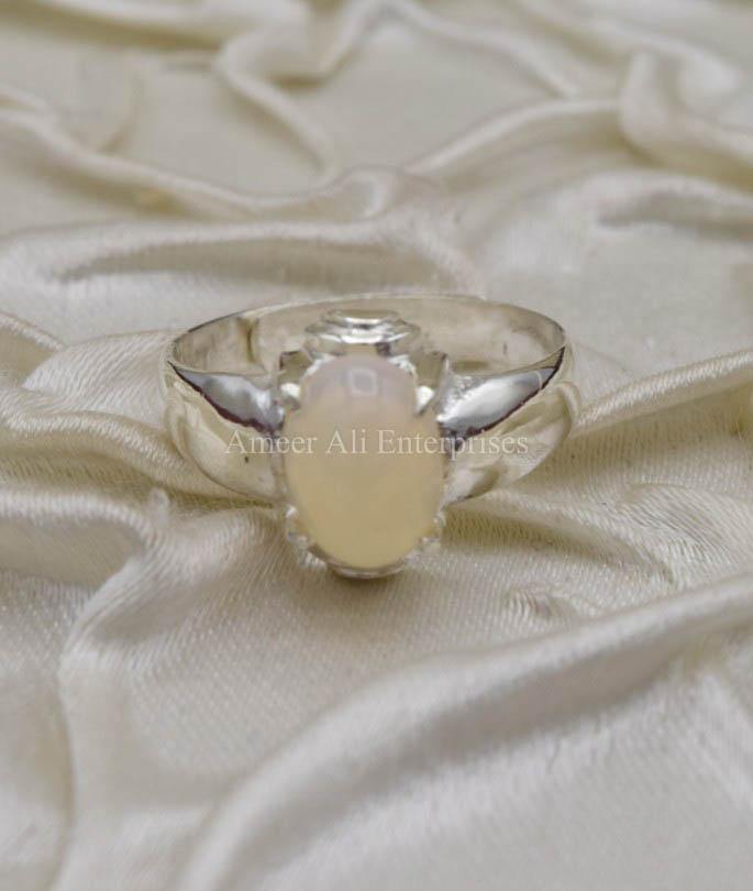 AAE 0323 Chandi Ring 925, Stone Opal (White) - AmeerAliEnterprises