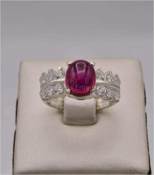 AAE 2494 Chandi Ring 925, Stone: Irani Poota Yaqoot (Anari Yaqoot) - AmeerAliEnterprises