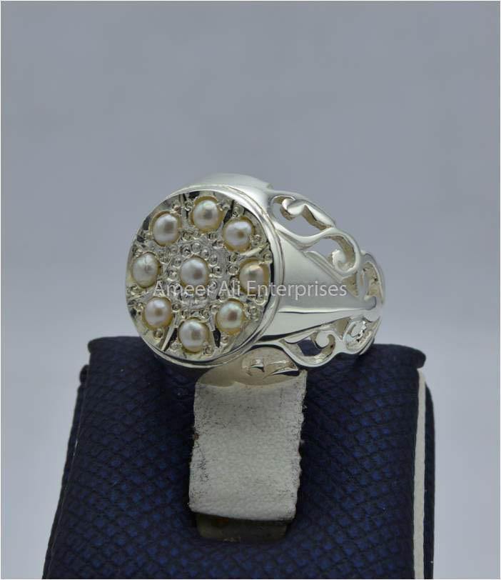 AAE 5802 Chandi Ring 925, Stone Pearl - AmeerAliEnterprises