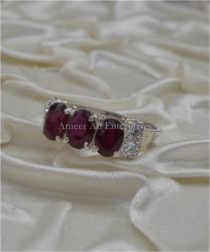 AAE 1135 Chandi Ring 925, Stone: Ruby (Yaqoot) - AmeerAliEnterprises