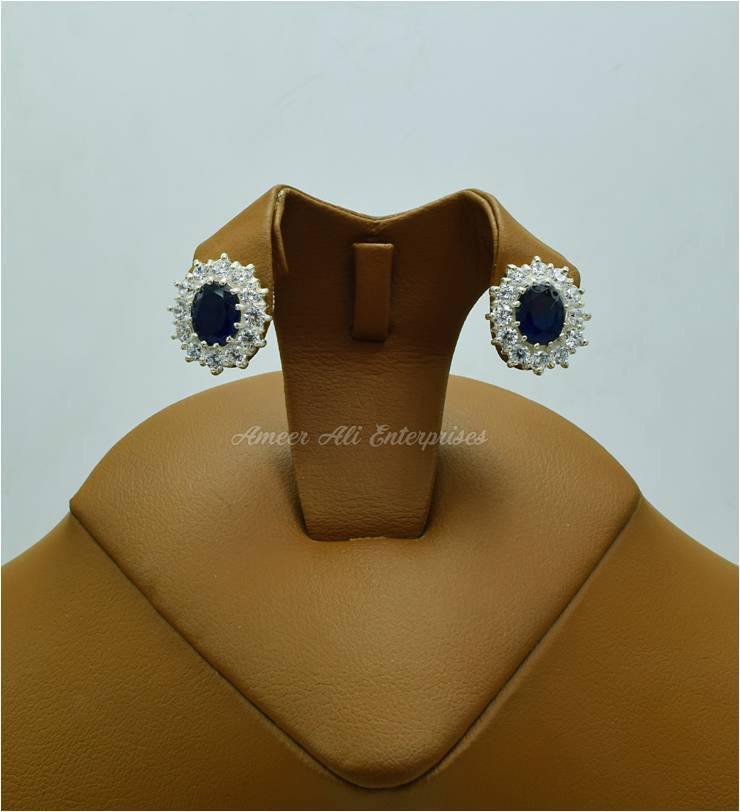 AAE 2472 CHANDI EARRINGS 925, STONE: ZIRCON - AmeerAliEnterprises