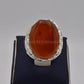 AAE 9102 Chandi Ring 925, Stone: Yamni Aqeeq - AmeerAliEnterprises