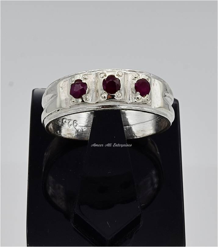 AAE 6575 Chandi Ring 925, Stone: Ruby (Yaqoot)