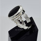 AAE 6593 Chandi Ring 925, Stone: Black Aqeeq