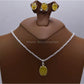 AAE 5890 Chandi Set 925, Stone: Yellow (Zard) Aqeeq - AmeerAliEnterprises