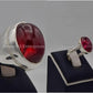 Silver Couple Rings: Pair 154,  Stone: Irani Poota Yaqoot - AmeerAliEnterprises