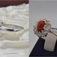 Silver Couple Rings: Pair 56,  Stone: Marjan (Coral) - AmeerAliEnterprises