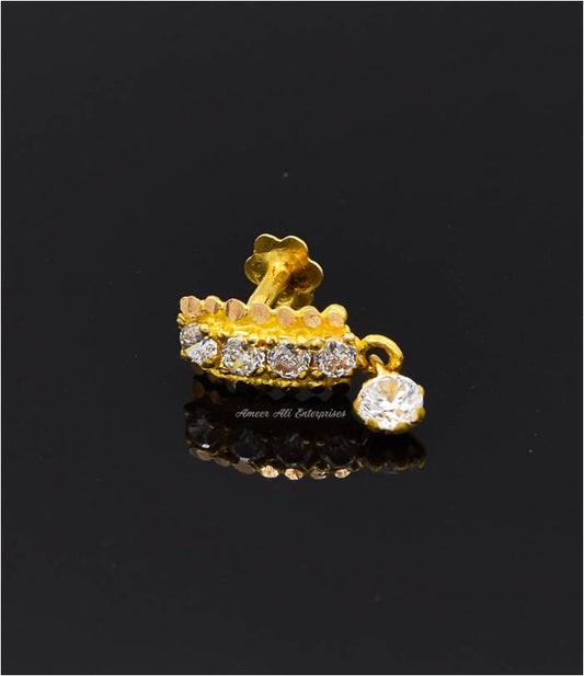AAE 6270 Gold Nosepin, Stone: Zircon