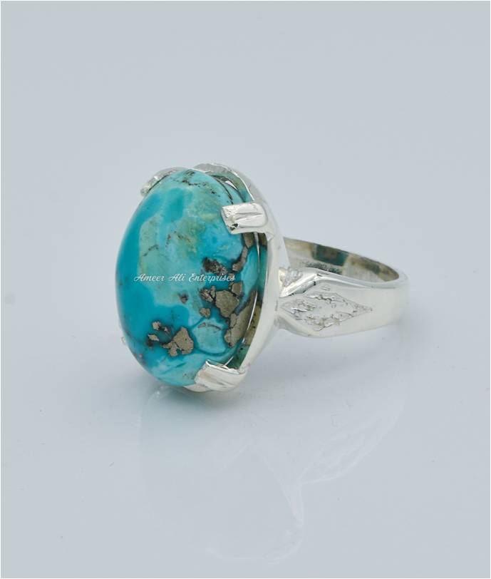 AAE 6582 Chandi Ring 925, Stone: Shajri Feroza