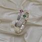 AAE 3505 Chandi Ring 925, Stone Emerald (Zamurd) and Ruby - AmeerAliEnterprises