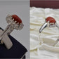 Silver Couple Rings: Pair 56,  Stone: Marjan (Coral) - AmeerAliEnterprises