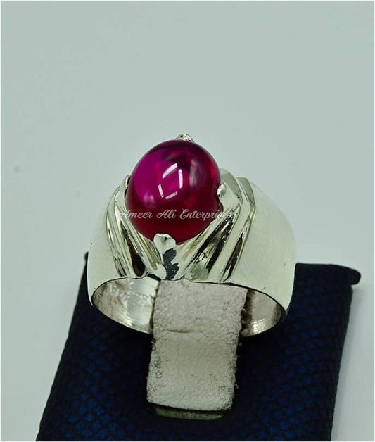 AAE 6854 Chandi Ring 925, Stone: Irani Poota Yaqoot