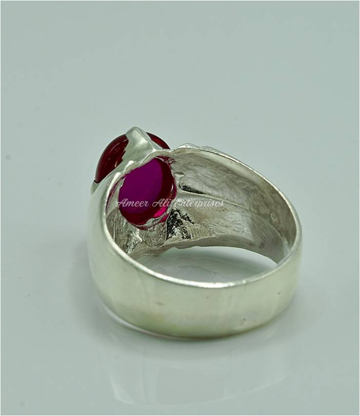 AAE 6854 Chandi Ring 925, Stone: Irani Poota Yaqoot