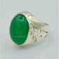 AAE 6236 Chandi Ring 925, Stone: Green Aqeeq