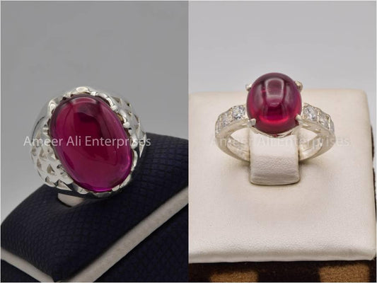 Silver Couple Rings: Pair 155,  Stone: Irani Poota Yaqoot - AmeerAliEnterprises