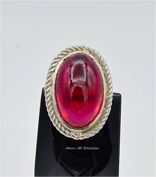 AAE 6226 Chandi Ring 925, Stone: Irani Poota Yaqoot