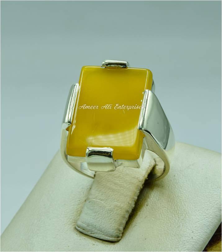 AAE 6760 CHANDI RING 925, STONE: Yellow AQEEQ - AmeerAliEnterprises