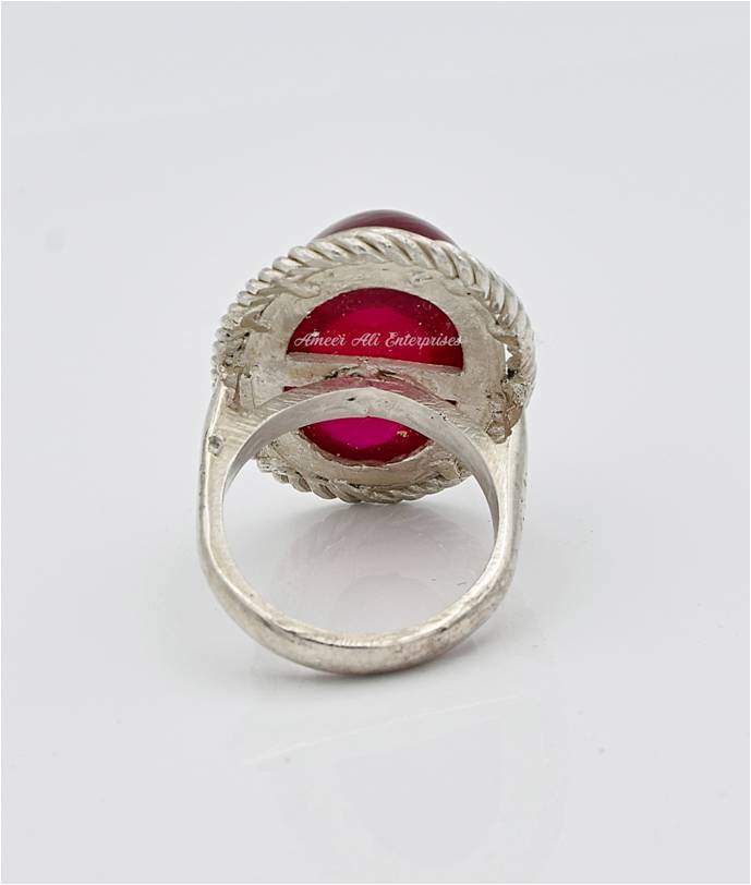 AAE 6226 Chandi Ring 925, Stone: Irani Poota Yaqoot