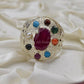 AAE 0550 Chandi Ring 925, Stone: Navratan (Nine Original Stones) - AmeerAliEnterprises