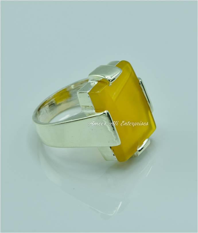 AAE 6760 CHANDI RING 925, STONE: Yellow AQEEQ - AmeerAliEnterprises