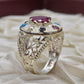 AAE 0550 Chandi Ring 925, Stone: Navratan (Nine Original Stones) - AmeerAliEnterprises