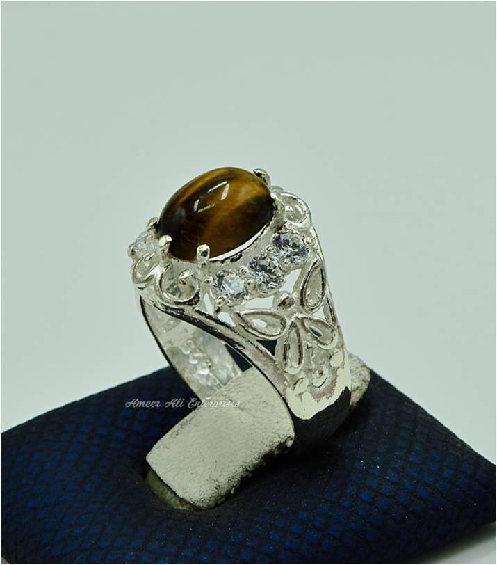 AAE 6903 Chandi Ring 925, Stone: Tiger's Eye