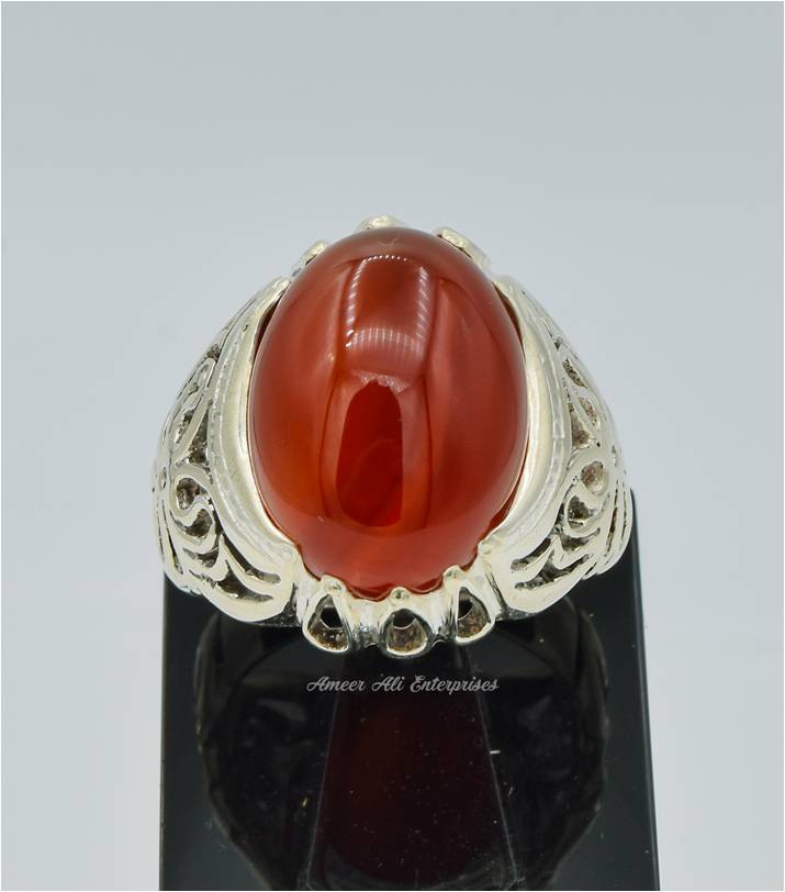 AAE 6291 Chandi Ring 925, Stone: Red Aqeeq
