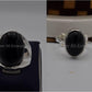 Silver Couple Rings: Pair 31,  Stone: Black Aqeeq (Agate) - AmeerAliEnterprises