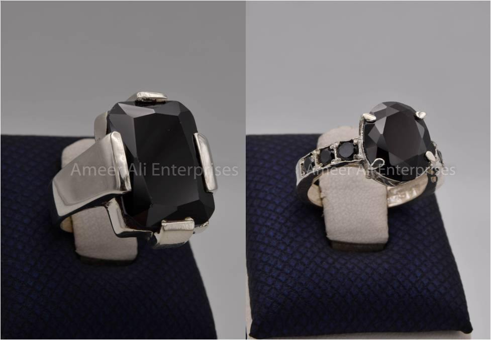 Silver Couple Rings: Pair 81,  Stone: Zircon - AmeerAliEnterprises