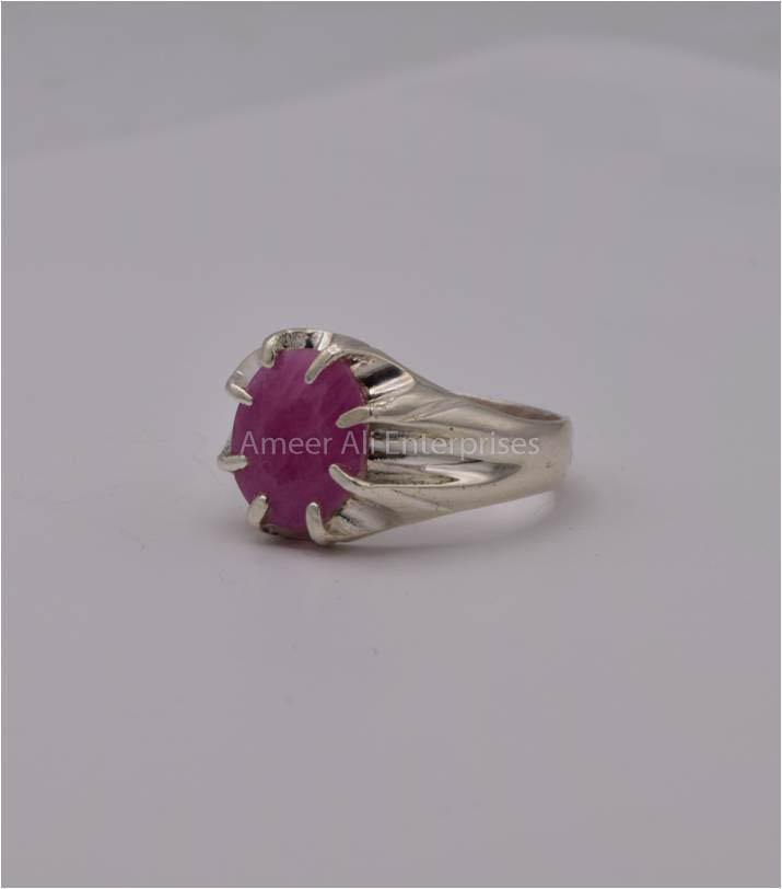 AAE 5743 Chandi Ring 925, Stone: Ruby - AmeerAliEnterprises
