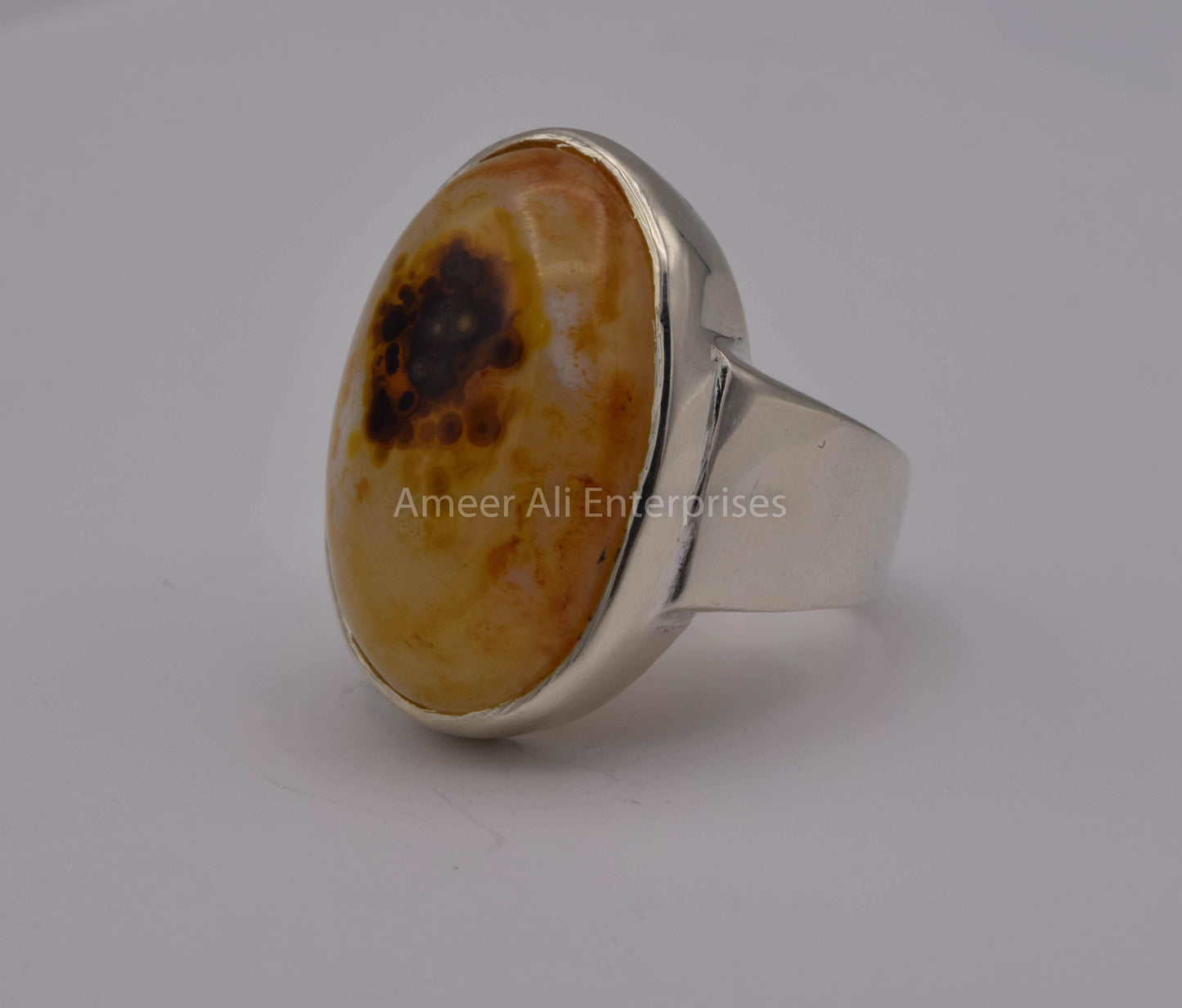 AAE 5660 Chandi Ring 925, Stone: Sulemani Aqeeq - AmeerAliEnterprises